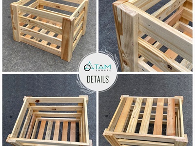 Thùng gỗ Pallet sọc [03 Màu] KT47x36.5x31cm DDNB-THUNG-02